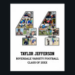 Player Number 44 Senior Sports Team Photo Collage Poster<br><div class="desc">Personalized photo collage for player number 44. This customizable photo gift is perfect for senior night, sports award banquet or birthday gift for your athlete son, daughter or student. It's a great way to display precious moments and memories from their sports games. The poster features a collage of photos, and...</div>