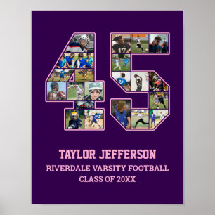 Player Number 45 Senior Sports Team Photo Collage Poster