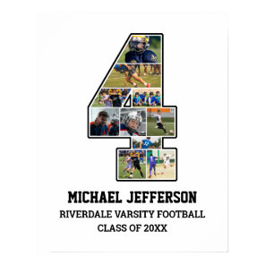 Player Number 4 Senior Sports Team Photo Collage Poster
