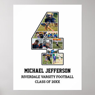 Player Number 4 Senior Sports Team Photo Collage Poster