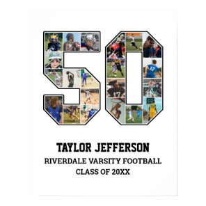Player Number 50 Senior Sports Team Photo Collage Poster