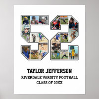 Player Number 52 Senior Sports Team Photo Collage