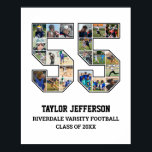 Player Number 55 Senior Sports Team Photo Collage Poster<br><div class="desc">Personalized photo collage for player number 55. This customizable photo gift is perfect for senior night, sports award banquet or birthday gift for your athlete son, daughter or student. It's a great way to display precious moments and memories from their sports games. The poster features a collage of photos, and...</div>