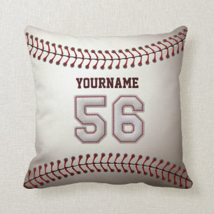 Player Number 56 - Cool Baseball Stitches Throw Pillow