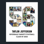 Player Number 56 Senior Sports Team Photo Collage Poster<br><div class="desc">Personalized photo collage for player number 56. This customizable photo gift is perfect for senior night, sports award banquet or birthday gift for your athlete son, daughter or student. It's a great way to display precious moments and memories from their sports games. The poster features a collage of photos, and...</div>