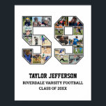 Player Number 59 Senior Sports Team Photo Collage Poster<br><div class="desc">Personalized photo collage for player number 59. This customizable photo gift is perfect for senior night, sports award banquet or birthday gift for your athlete son, daughter or student. It's a great way to display precious moments and memories from their sports games. The poster features a collage of photos, and...</div>