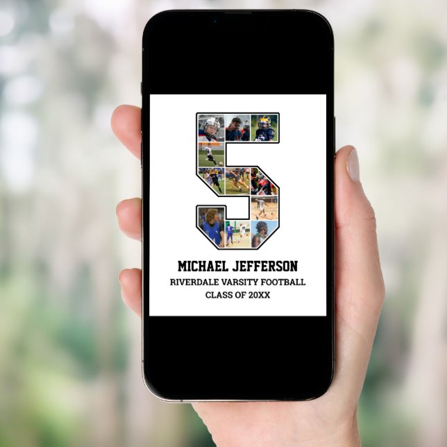 Player Number 5 Senior Sports Team Photo Collage Poster (Front Digital)