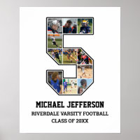 Player Number 5 Senior Sports Team Photo Collage