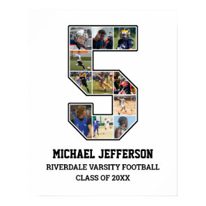 Player Number 5 Senior Sports Team Photo Collage Poster