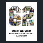 Player Number 62 Senior Sports Team Photo Collage Poster<br><div class="desc">Personalized photo collage for player number 62. This customizable photo gift is perfect for senior night, sports award banquet or birthday gift for your athlete son, daughter or student. It's a great way to display precious moments and memories from their sports games. The poster features a collage of photos, and...</div>
