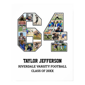 Player Number 64 Senior Sports Team Photo Collage Poster