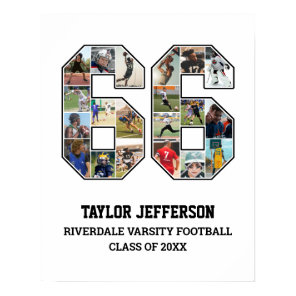 Player Number 66 Senior Sports Team Photo Collage Poster
