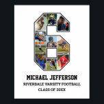 Player Number 6 Senior Sports Team Photo Collage Poster<br><div class="desc">Personalized photo collage for player number 6. This customizable photo gift is perfect for senior night, sports award banquet or birthday gift for your athlete son, daughter or student. It's a great way to display precious moments and memories from their sports games. The poster features a collage of photos, and...</div>