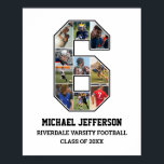 Player Number 6 Senior Sports Team Photo Collage Poster<br><div class="desc">Personalized photo collage for player number 6. This customizable photo gift is perfect for senior night, sports award banquet or birthday gift for your athlete son, daughter or student. It's a great way to display precious moments and memories from their sports games. The poster features a collage of photos, and...</div>