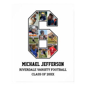 Player Number 6 Senior Sports Team Photo Collage Poster