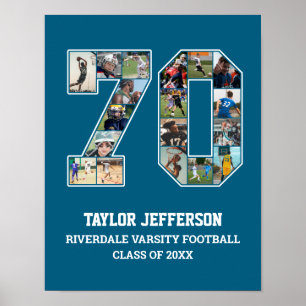 Player Number 70 Senior Sports Team Photo Collage Poster