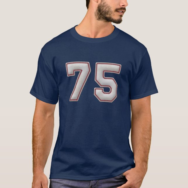 Player Number 75 - Cool Baseball Stitches T-Shirt (Front)