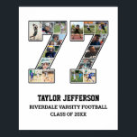 Player Number 77 Senior Sports Team Photo Collage Poster<br><div class="desc">Personalized photo collage for player number 77. This customizable photo gift is perfect for senior night, sports award banquet or birthday gift for your athlete son, daughter or student. It's a great way to display precious moments and memories from their sports games. The poster features a collage of photos, and...</div>