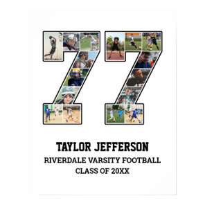 Player Number 77 Senior Sports Team Photo Collage Poster