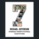 Player Number 7 Senior Sports Team Photo Collage Poster<br><div class="desc">Personalized photo collage for player number 7. This customizable photo gift is perfect for senior night, sports award banquet or birthday gift for your athlete son, daughter or student. It's a great way to display precious moments and memories from their sports games. The poster features a collage of photos, and...</div>