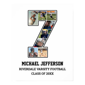 Player Number 7 Senior Sports Team Photo Collage Poster