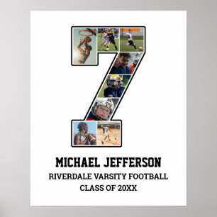 Player Number 7 Senior Sports Team Photo Collage Poster