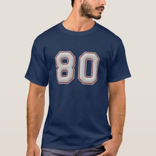 Player Number 80 _ Cool Baseball Stitches T_Shirt