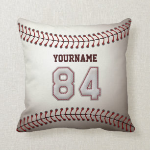 Player Number 84 - Cool Baseball Stitches Throw Pillow