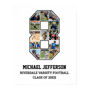 Player Number 8 Senior Sports Team Photo Collage Poster