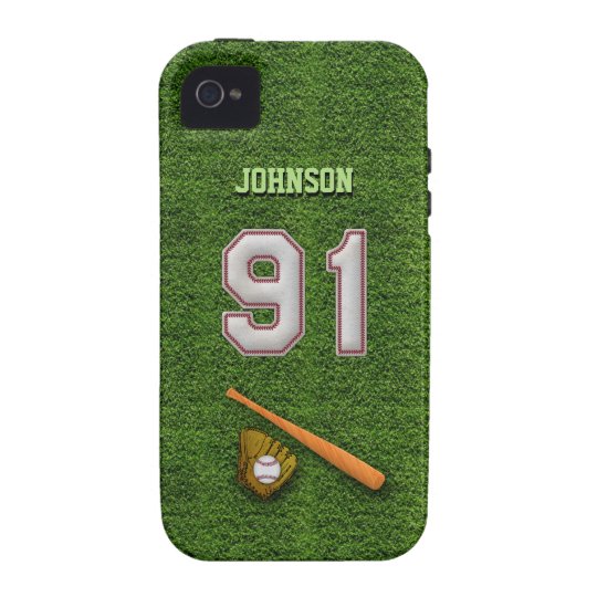 Player Number 91 - Cool Baseball Stitches iPhone 4 Case