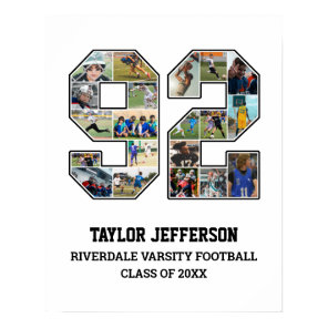 Player Number 92 Senior Sports Team Photo Collage Poster