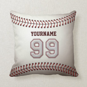 Player Number 99 - Cool Baseball Stitches Throw Pillow