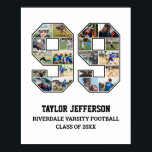 Player Number 99 Senior Sports Team Photo Collage Poster<br><div class="desc">Personalized photo collage for player number 99. This customizable photo gift is perfect for senior night, sports award banquet or birthday gift for your athlete son, daughter or student. It's a great way to display precious moments and memories from their sports games. The poster features a collage of photos, and...</div>