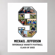 Player Number 9 Senior Sports Team Photo Collage