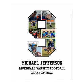Player Number 9 Senior Sports Team Photo Collage Poster