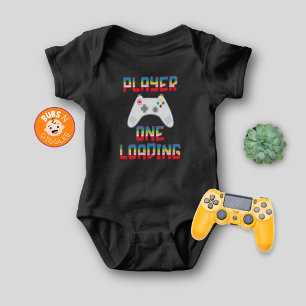 Player One Loading Pregnancy Announcement Black Baby Bodysuit