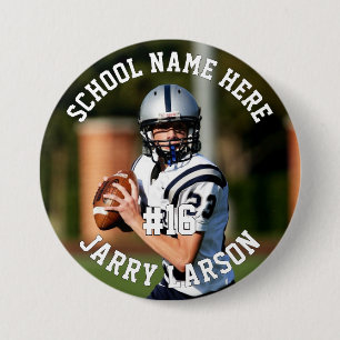 Player Photo Number and Team Name Football Button