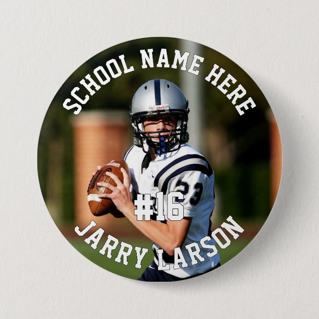 Player Photo Number and Team Name Football Button (Front)