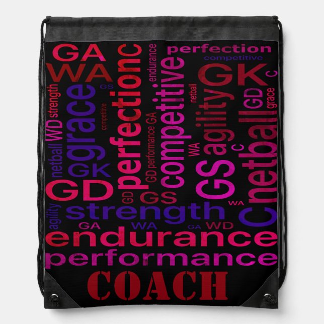 Player Positions Coach Netball Drawstring Bag (Front)