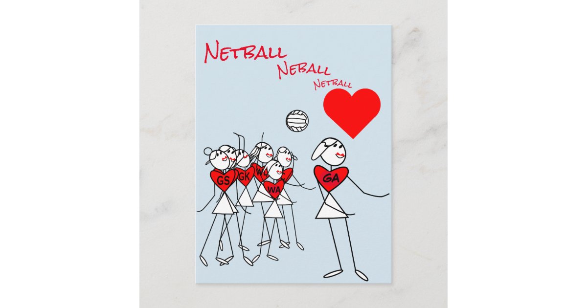 Player Positions Love Netball GA Clipart Post Postcard | Zazzle