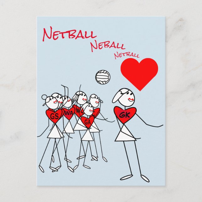 Player Positions Love Netball GK Clipart  Post Postcard (Front)