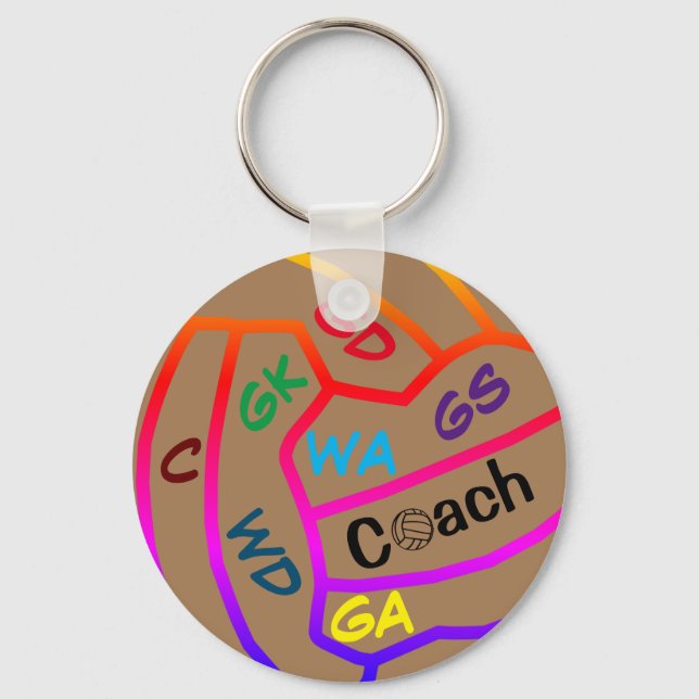 Player Positions Netball Coach Keyring (Front)