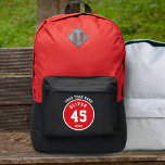 Player Red Name Number Team Name Port Authority® Backpack<br><div class="desc">Player Red Name Number Team Name Port Authority® Backpack. Personalize it with your name,  team name and team number.  You can change any text on the backpack or erase it. A perfect gift for a football,  basketball,  soccer,  baseball,  volleyball player.</div>