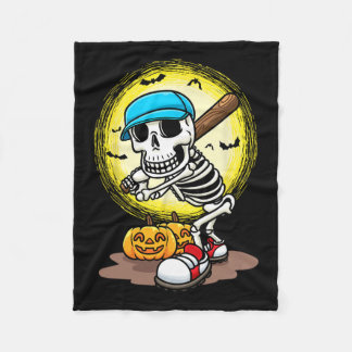 Player Skeleton Softball Halloween Kids Boys Fleece Blanket