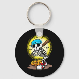 Player Skeleton Softball Halloween Kids Boys Keychain