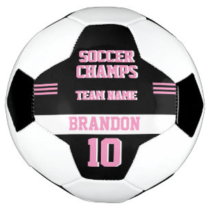 player sport soccer champs black pink personalized ball