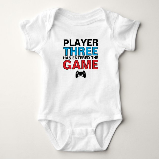 Player Three Baby Gamer Baby Bodysuit (Front)