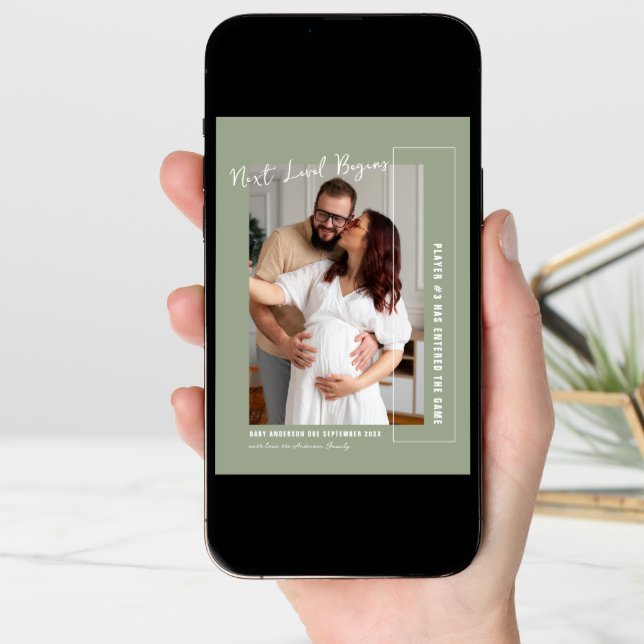 Player Three | Video Game Themed Photo Pregnancy Announcement (Front Digital)