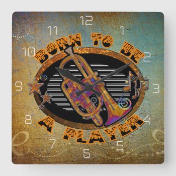 Player Trumpet Id281 Square Wall Clock by iiphotoArt at Zazzle