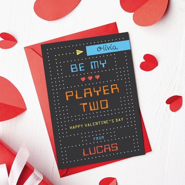 "Player Two" Gamer Classroom Valentine's Day Card (Creator Uploaded)